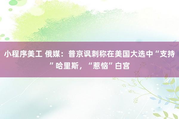 小程序美工 俄媒：普京讽刺称在美国大选中“支持”哈里斯，“惹恼”白宫